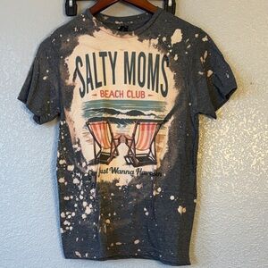 Gildan Salty Moms Beach Club tie dye short Sleeve Tee - Gray and Tan
